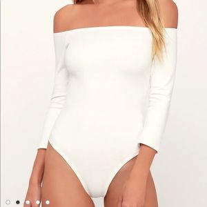 Lulus Like a Bird White Off-the-Shoulder Bodysuit, women’s SMALL
